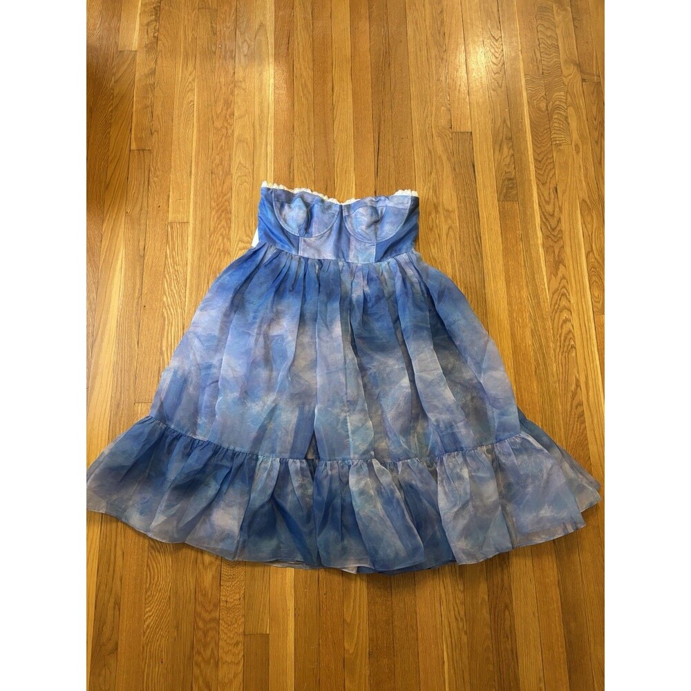 NWT Selkie The Parliament French Corset Dress Mini Blue Lace Trim Size XL - Picture 2 of 8